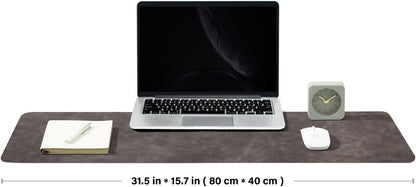 Distressed Leather Desk Mat - Non-Slip PU Desk Pad for Office and Home - Desk Organization and Accessories - Ideal for Large Mouse Pad and Desk Mats on Top of Desks(Slate Gray,31.5"x 15.7")