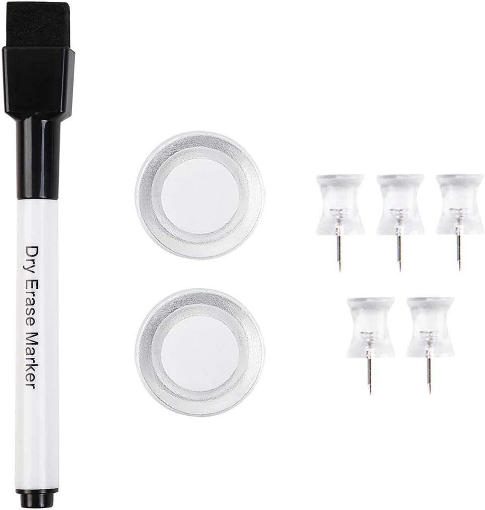 VUSIGN Monthly Calendar Whiteboard Dry Erase Cork Board Combo, 24" x 36" Planning Board, Silver Aluminium Frame