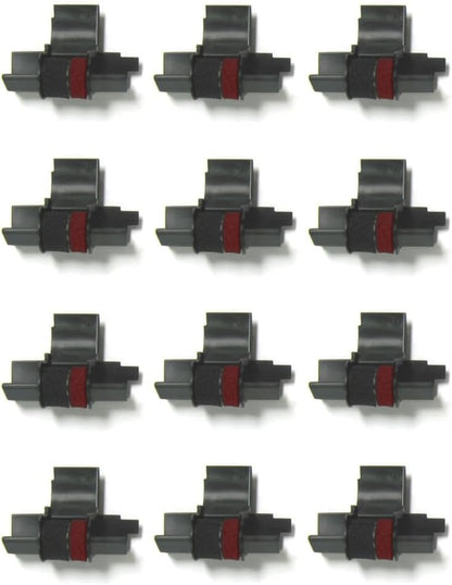 (12 Pack) COMPUMATIC Compatible/Replacement Calculator Ink Roller, Black/Red IR-40T, for Casio HR-300RC HR-200RC HR-170RC HR-150RC HR-100RC HR-100TM HR-150TM and More