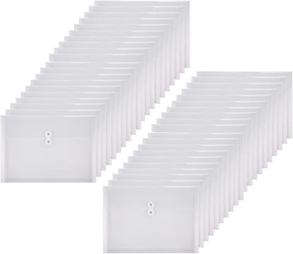 Clear String Closures Poly Envelopes Side Opening Folder Pocket Pack of 40 Bottom with Expanding Gusset (40 Pack)
