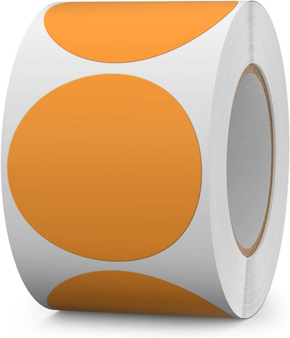 500 PCS Round Stickers 2 Inch Vinyl Orange Dot Sticker Removable Writable Color Coding Circle Colored Labels for Office Inventory Garage Yard Sale Tag