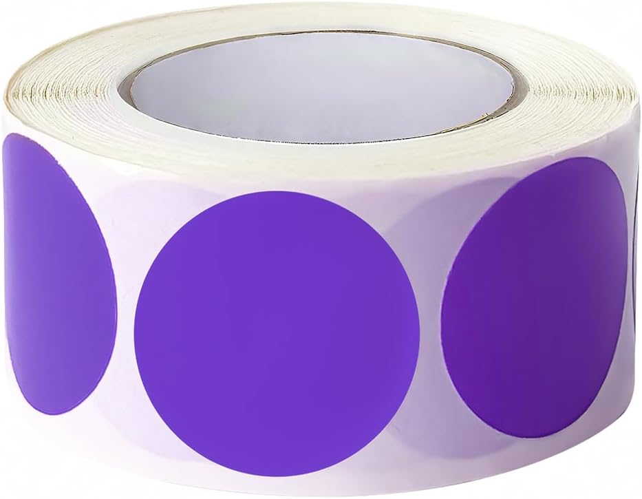SHYGO® 1“ Purple Circle Dot Stickers Color Coding Labels, 1000PCS 2 Rolls