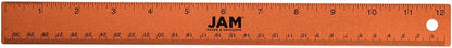 JAM PAPER Strong Aluminum Ruler - 12 Inch - Metal Ruler with Non-Skid Cork Backing - Orange Metallic - Sold Individually