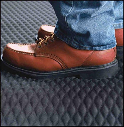 American Floor Mats Hog Heaven Premium 7/8" Black & Yellow Border 3' x 6' Nitrile Backed Anti-Fatigue Comfort Mat