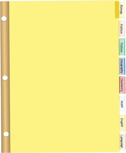 Binder Divider, PANDRI 200 Pack Binder Index Dividers with 8 Insertable Multicolor Big Tabs, Letter Size Paper Binder Divider for School Office Home Business