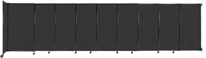 Wall-Mounted Sliding StraightWall Room Divider | Adjustable Widths | Locking Wheels | Room Separator | Up to 19'9" Wide x 5' Tall Black Fabric Panels