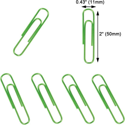 Vinaco Green Jumbo Paper Clips, 100 Pack, 2 Inch (50 mm), Durable & Rust Resistant, Great for Office, School and Personal Use