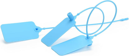 100 Blue Blank Plastic Tags for Labeling Waterproof Hanging Labels Writable Tags Seal Plastic Marking Label for Clothes Bags Keys Inventory with One Marker Pen