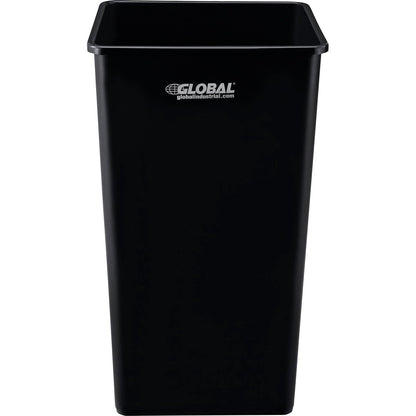 Global Industrial Square Plastic Garbage Can, Open Top, 55 Gallon Capacity, Indoor/Outdoor Rated, 19-1/2"W x 19-1/2"D x 34"H, Utility Trash Can, No Lid, Black