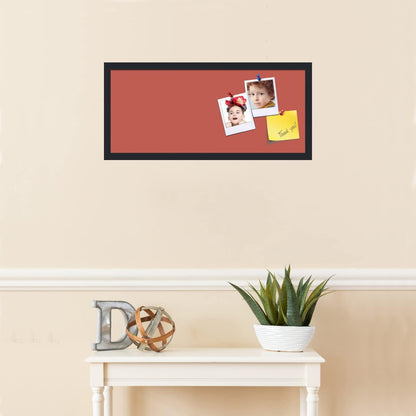 PinPix 28x12 Inch Cork Bulletin Board. This Decorative Framed Pin Board Comes with Crimson Pastel Design and a Satin Black Frame. Ideal for Home Office Decor or Message Board (PinPix-1807)