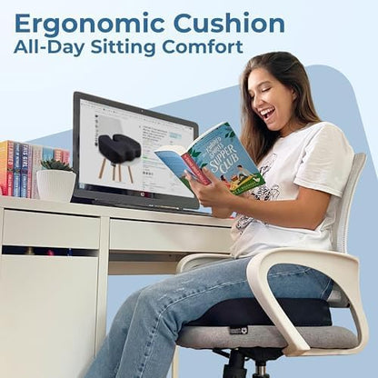 5 STARS UNITED Seat Cushion for Tailbone Pain Relief – Memory Foam Lifting Pillow for Coccyx, Hemorrhoid, Sciatica & Post-Surgery Recovery – Wheelchair, Car, Desk, Gaming & Office Chairs, Arctic Black