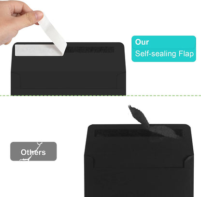 70 Packs A2 Black Envelopes for 4.5x5.5 Cards, Invitations, Photos, RSVP, Greeting Cards - Self-Seal Postcard Envelopes