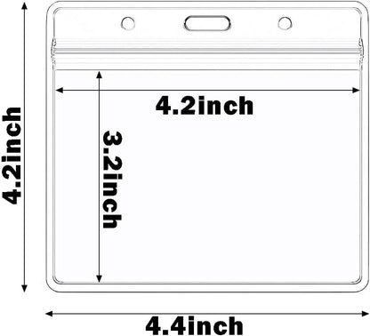 Name Tag Badge ID Card Holders 100 Pack (Horizontal, 4 x 3 Inches),Clear Plastic Premium Badge Holder