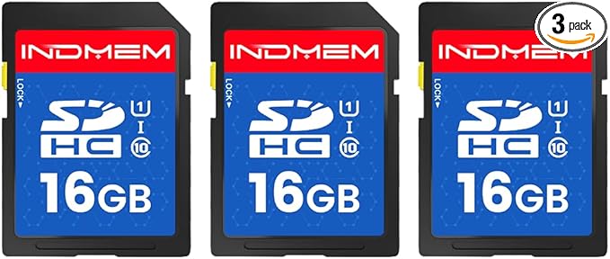 16GB SD Card (3 Pack), C10 SDHC UHS-I Memory Cards U1 Class 10 High-Speed Full 4K HD Video Compatible with Digital Point-and-Shoot Cameras, HD Camcorders, DSLR and PC