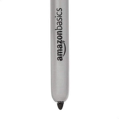 Amazon Basics Retractable Permanent Markers, Versatile Art Supplies for Home, School, and Office Use, 12 Count, Black