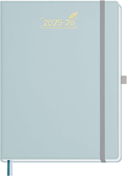 BEZEND Weekly Planner 2025-2026 with 2 Columns, 8.5" x 11" Academic Calendar 18 Months (Jul 25-Dec 26) Life Work Appointment Book with Monthly Tab, PU Leather Hardcover - Dutch Blue