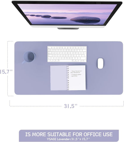 YSAGi Non-Slip Leather Desk Pad, Waterproof Laptop Computer Desk Keyboard Mat, Table Protector Blotter Mat, Large Mouse Pad for Office/Work/Home/Decor(Lavender, 31.5" x 15.7")