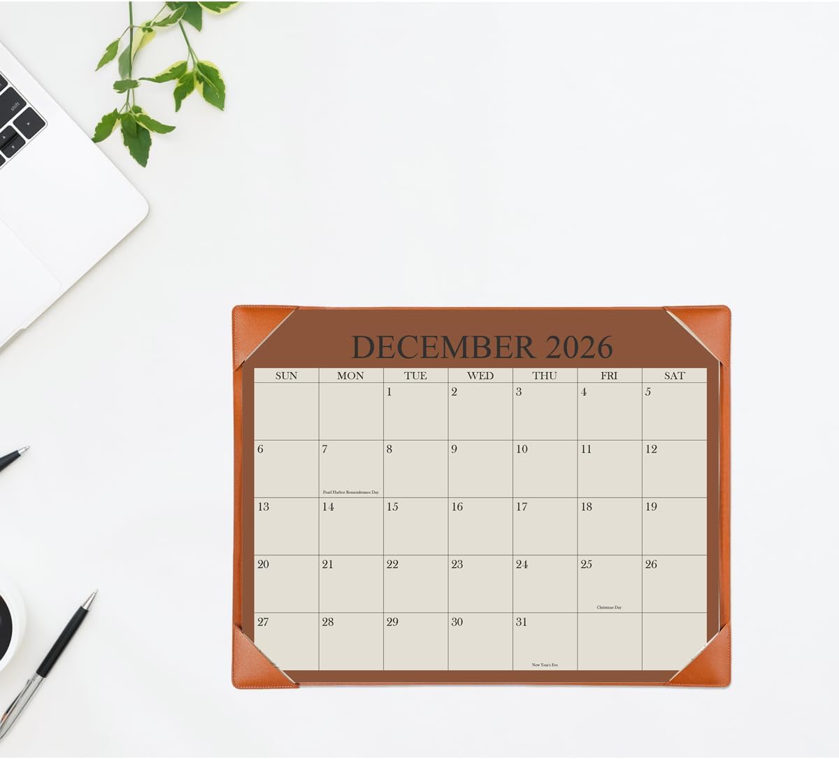 Desk Calendar 2025-2026 with Desktop Mat, 18 Month Small Desk Pad Calendar from July 2025 to December 2026, 8.5" x 11" Desk Pad Calendar 2025-2026 for Home, School Office, Brown