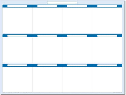 Sky Blue 12 Section Task, Objective and Goals Planning System Horizontal 18" Tall 24" Wide. Wall Tray, Dry-Erase Marker, Eraser and 600 Sticky-Notes