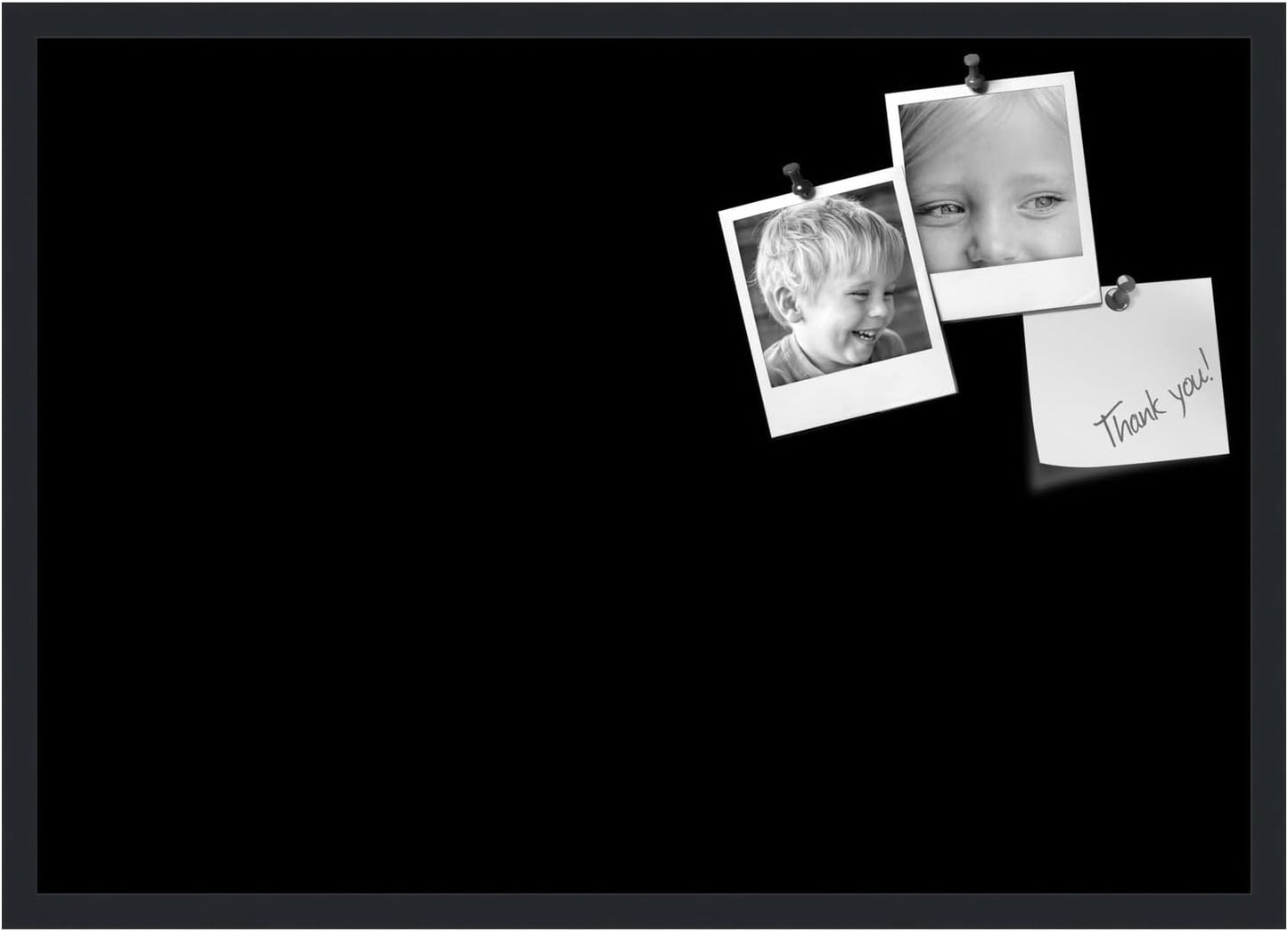 PinPix 34x24 Inch Cork Bulletin Board. This Decorative Framed Pin Board Comes with Solid Black Design and a Satin Black Frame. Ideal for Home Office Decor or Message Board (PinPix-622)