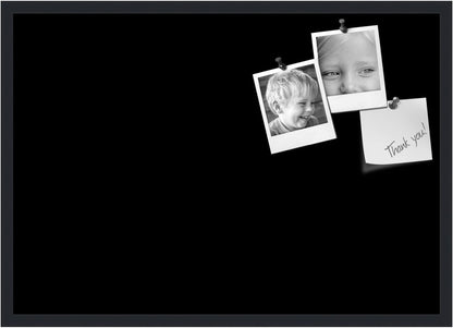 PinPix 34x24 Inch Cork Bulletin Board. This Decorative Framed Pin Board Comes with Solid Black Design and a Satin Black Frame. Ideal for Home Office Decor or Message Board (PinPix-622)