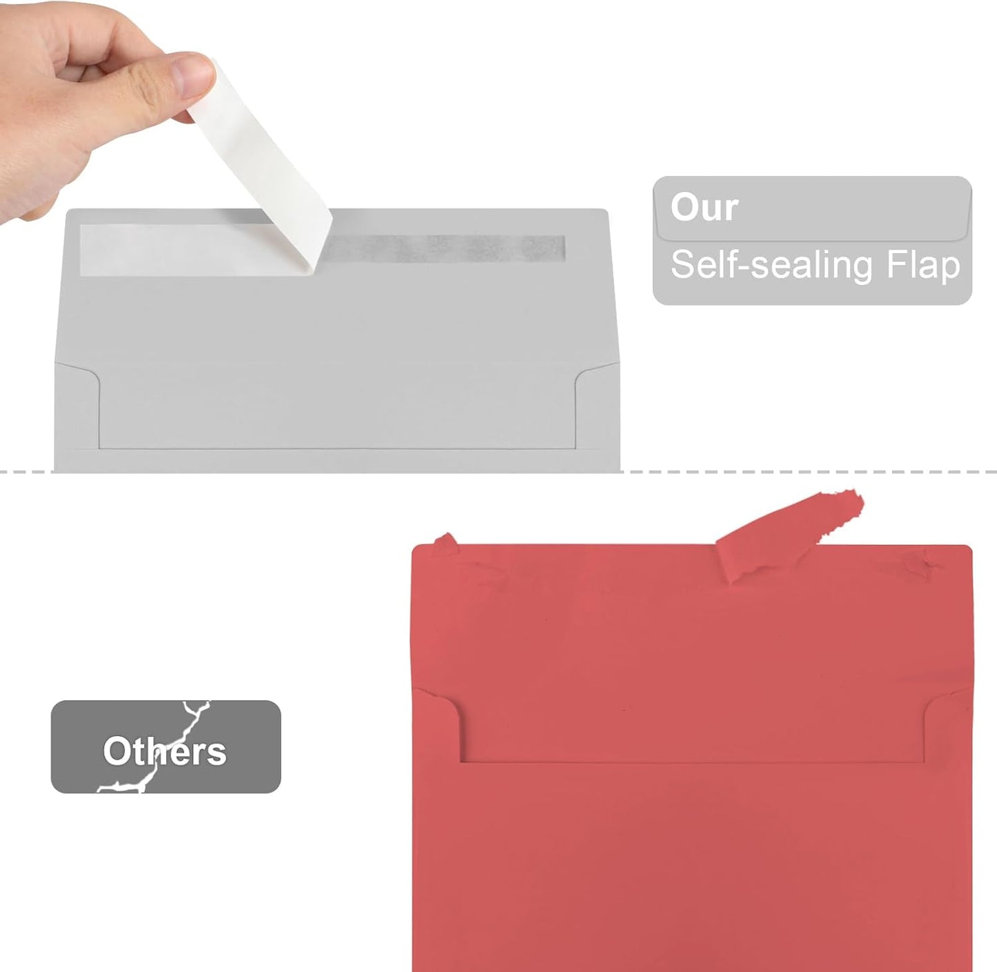 50 Packs 5x7 Dark Gray Envelope, Gray Envelopes 5x7, Dark Gray Invitation Envelope, Envelopes Self Seal for Weddings, Invitations, Photos, Greeting Cards, Mailing (Light grey)