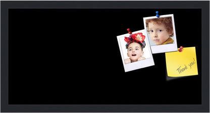 PinPix 24x12 Inch Cork Bulletin Board. This Decorative Framed Pin Board Comes with Solid Black Design and a Satin Black Frame. Ideal for Home Office Decor or Message Board (PinPix-622)