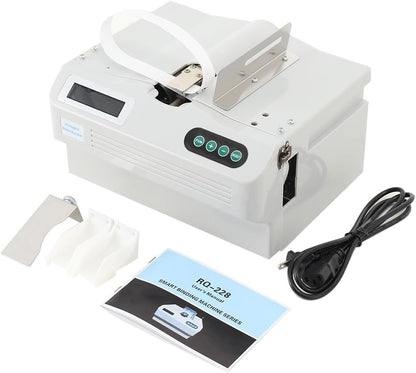 Intelligent Banknote Bundling Machine Currency Strapping Tool Currency Bundle Strapping for Bank Automatic Small Cross Binding Machine Paper Tape Money Strapping Bundling Money Packer 110V