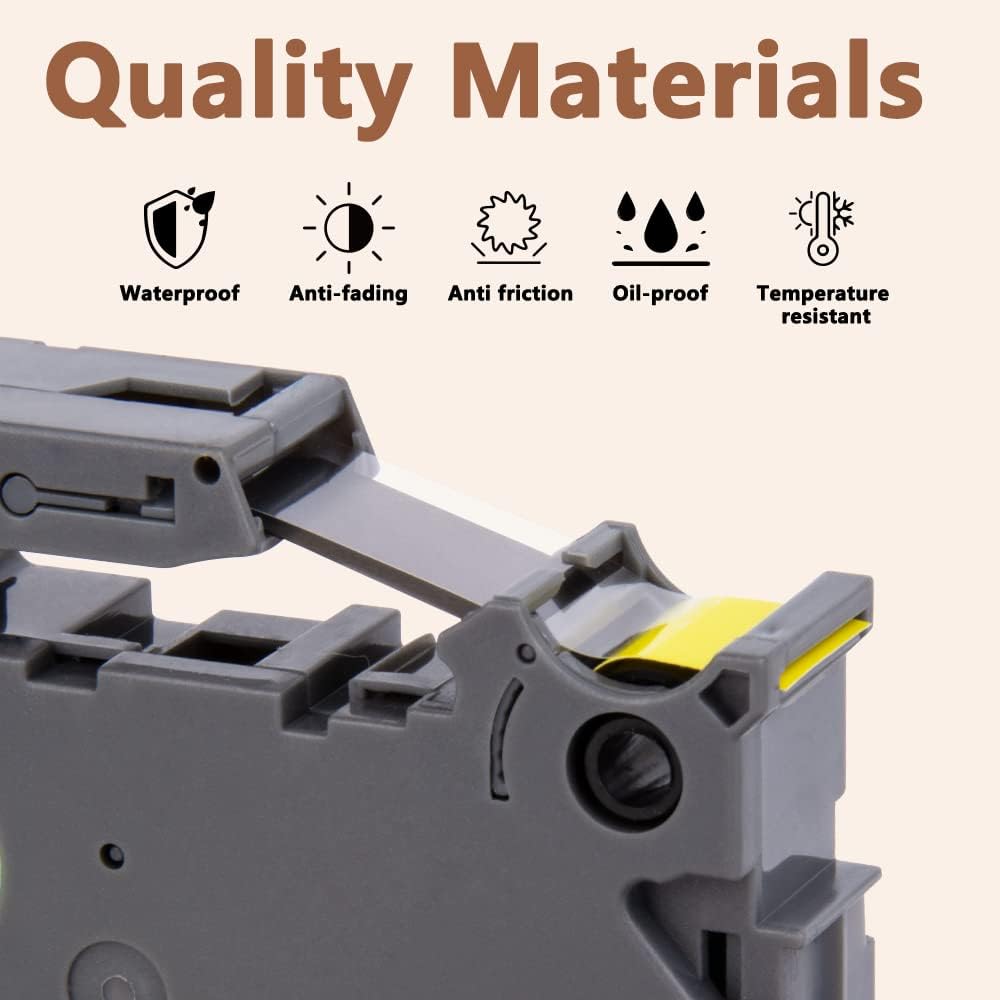 Hehua Tape Tze Tz 18mm 0.7 Laminated Yellow Compatible for Brother P-Touch TZe-641 TZe641 TZ641 TZ641 Tape for Ptouch PT D400 D600 D610 P710bt, 3/4'' x 26.2ft Black on Yellow, 3 Pack