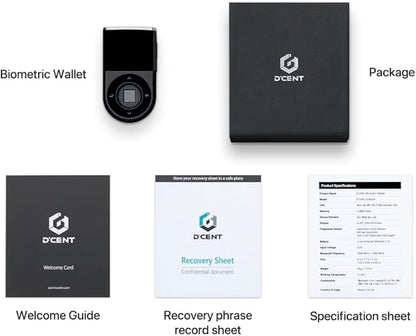D'CENT Hardware Wallet – Biometric Cold Wallet for Crypto with Fingerprint Authentication | Secure Bluetooth Storage for Bitcoin, Ethereum, XRP, XDC, Solana, Stablecoins & More. (Double unit)