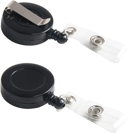 JANYUN 30 Pcs Black Retractable Badge Reels Holders Reels Clip for ID Badge Holders for School Office Supplies