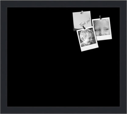 PinPix 16x14 Inch Cork Bulletin Board. This Decorative Framed Pin Board Comes with Solid Black Design and a Satin Black Frame. Ideal for Home Office Decor or Message Board (PinPix-622)