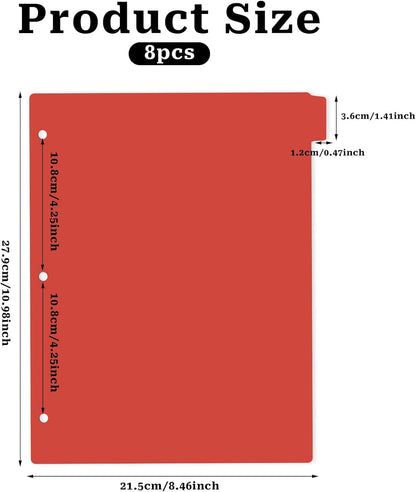 Dark Red Binder Dividers, 8-Tab Sturdy Plastic Dividers, Binder Dividers with Tabs, 3-Ring Binder Plastic Divider Set, Aesthetic Dividers for Binder, Suitable for Notebooks and Binders(Dark Red)