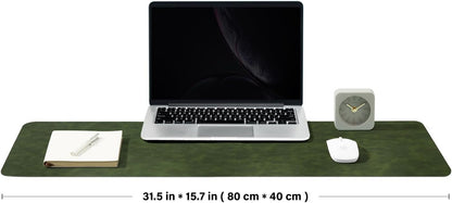 Distressed Leather Desk Mat - Non-Slip PU Desk Pad for Office and Home - Desk Organization and Accessories - Ideal for Large Mouse Pad and Desk Mats on Top of Desks(Forest Green,31.5"x 15.7")