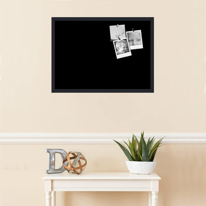 PinPix 28x20 Inch Cork Bulletin Board. This Decorative Framed Pin Board Comes with Solid Black Design and a Satin Black Frame. Ideal for Home Office Decor or Message Board (PinPix-622)