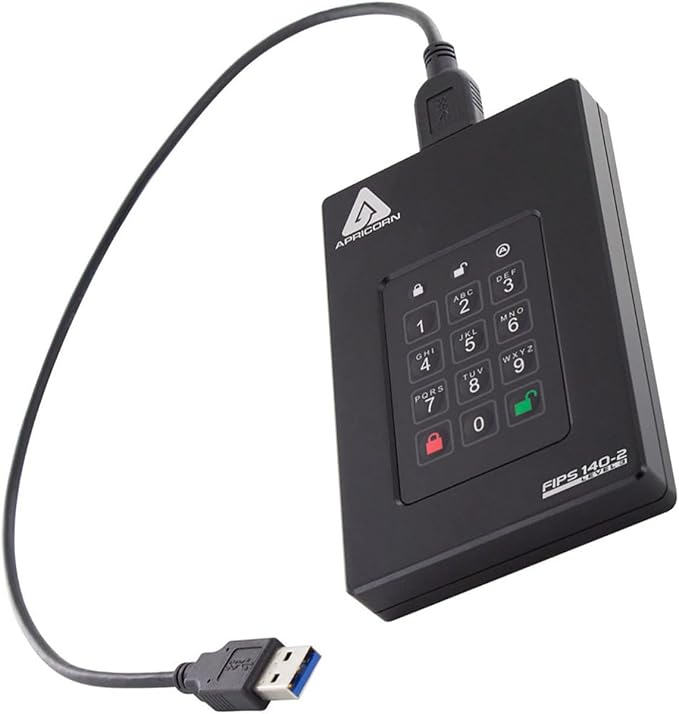 Apricorn 2TB Aegis Fortress L3- FIPS Level 3 Validated USB 3.0 Hardware Encrypted Portable Drive (AFL3-2TB) , black