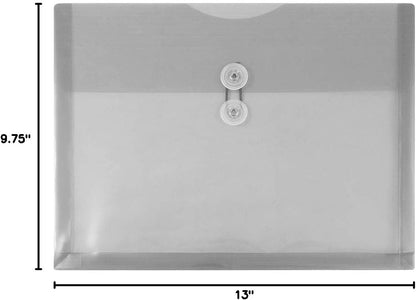JAM PAPER Plastic Envelopes with Button & String Tie Closure - Letter Booklet - 9 3/4 x 13 - Smoke Gray - 12/Pack