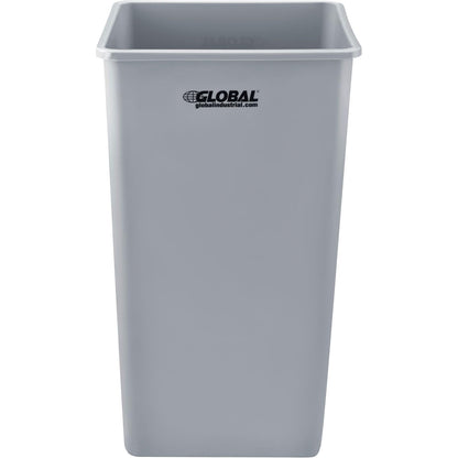 Global Industrial Square Plastic Garbage Can, Open Top, 55 Gallon Capacity, Indoor/Outdoor Rated, 19-1/2"W x 19-1/2"D x 34"H, Utility Trash Can, No Lid, Gray