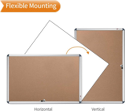 VIZ-PRO Tamperproof Lockable Cork Noticeboard Class 1 Aluminium Framed 36x24 Inches, Pack of 2