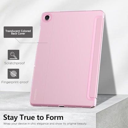 MoKo Case for Galaxy Tab A9 Plus 11 inch 2023, Slim Stand Protective Smart Cover with Hard PC Translucent Back Shell for Tab A9 Plus Tablet (SM-X210/X216/X218), Auto Wake/Sleep, Flowers Pink