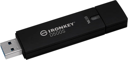 Kingston Ironkey D500S 16GB Encrypted Flash Drive | Dual Hidden Partition | FIPS 140-3 Level 3 | XTS-AES 256-bit | BadUSB and Brute Force Protection | Multi-Pin Option | IKD500S/16GB,Black