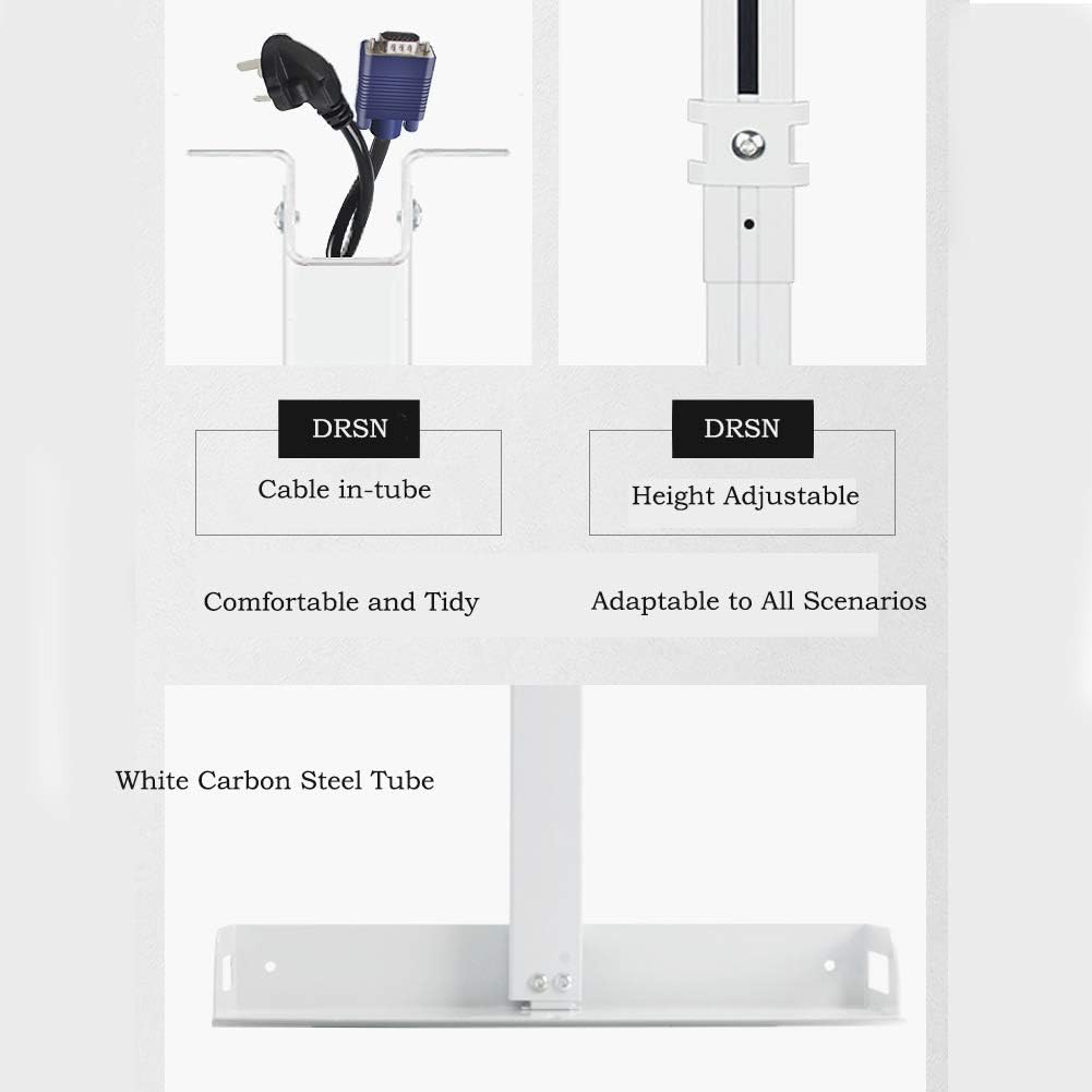 Drsn Universal Ceiling Mount with Tray, 11.4-22 inches Adjustable, No Hole Installation, Aluminum Alloy, in-Tube Cable Routing, Universal Ceiling Mount for Projector/Camera, Wall/Ceiling