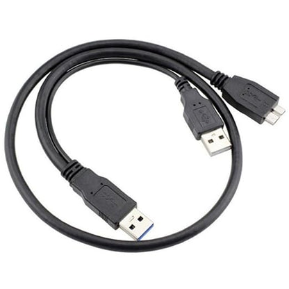 USB 3.0 Dual Power Y Shape 2 X Type a to Micro B high Speed Upto 5 Gbps Data Transfer Cable, Micro USB 3.0 to USB Splitter Cable (USB Y-Cable, USB Y Cable) 20 Inches for External Hard Drives