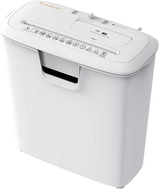 Bonsaii Quiet Strip-Cut Shredder, Up to 8 Sheets, Offering high Security, CDs, Credit Cards, Overheat Protection, Equipped with a 3.4-Gallon bin, Operates Quietly, Ideal for Home Office, White