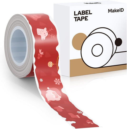 MakeID E1 Q1 Label Maker Tape Refills, 16mm x 4m (0.63" x 13') Continuous Sticker Thermal Laminated Waterproof Self-Adhesive Multipurpose Labeling Tape Replacement