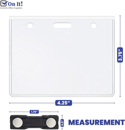 Magnetic Name Badge Holder Set of 100, 4x3 inch Clear Name Tag Holders for Conferences, Events, and Meetings