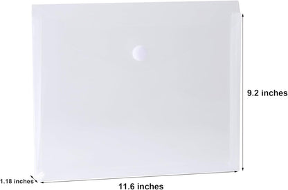 8.5 x 11 Letter Sized Clear Plastic Envelopes with Expanding Gusset Document File Storage Holder 10 Pack Hook Loop Closure