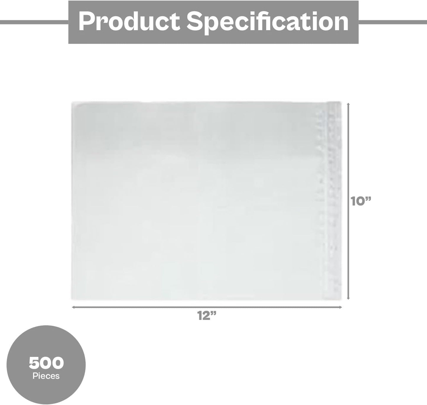 (500) 10" x 12" Clear Packing List Envelope Back Load Plain Face
