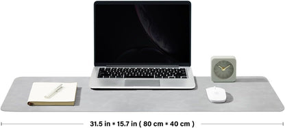 Distressed Leather Desk Mat - Non-Slip PU Desk Pad for Office and Home - Desk Organization and Accessories - Ideal for Large Mouse Pad and Desk Mats on Top of Desks(Ash Gray,31.5"x 15.7")