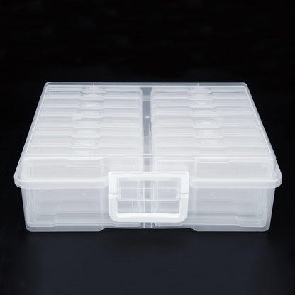 novelinks 4" x 6" Photo Organizer Box with Handle – 16 Inner Photo Storage Cases, Holds 1600 Photos, Portable Picture Keeper with Secure Snap Closures – White